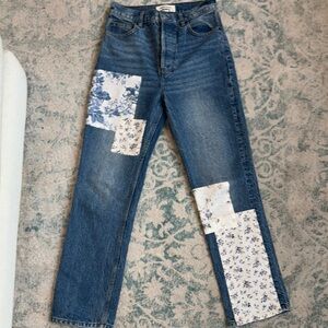 Reformation Blue Patchwork Cynthia Jeans